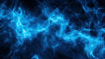 Abstract blue energy swirls and glowing wisps fill the frame