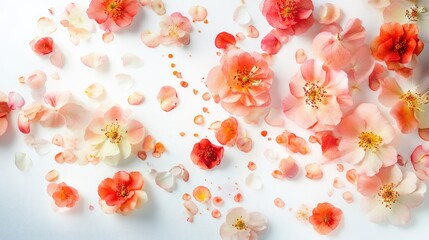Beautiful Floral Arrangement with Soft Peach and Pink Blooms on White Background for Elegant Design Projects