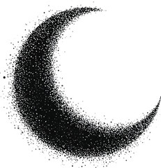 Abstract Crescent Moon Illustration - Black and White Art