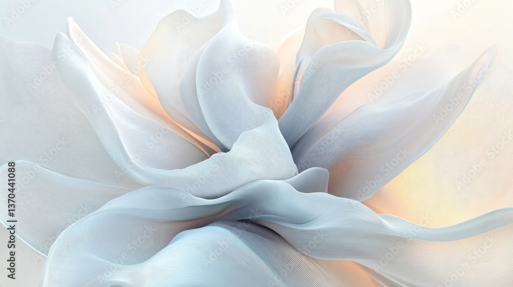 Poster elegant soft white abstract flower design with delicate petals and gentle color gradients for backgr
