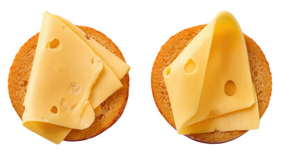 Two slices of cheese Isolated On PNG Transparent and White Background 