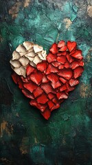 Heart of Red and White Petals