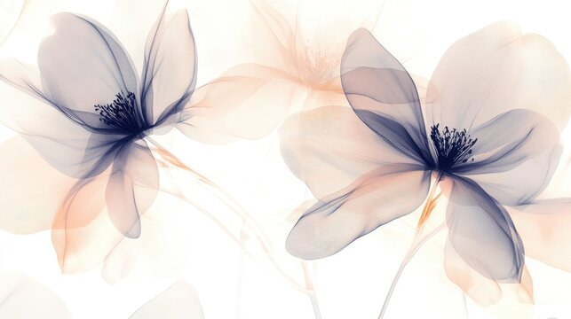 Ethereal Soft Floral Background with Delicate Pastel Flowers and Translucent Petals for Elegant Design Projects