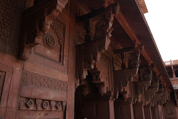The Famous Red Fort in the city of Agra, India. Tourists visit a Popular tourist attraction. It's a...