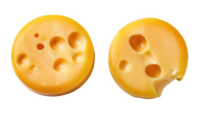 Two slices of cheese Isolated On PNG Transparent and White Background 
