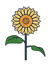 Line illustration Summer in Japan icon set sunflower