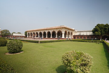 The Famous Red Fort in the city of Agra, India. Tourists visit a Popular tourist attraction. It's a...