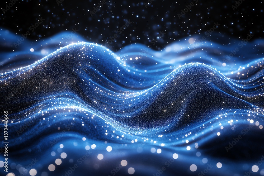 Aufkleber abstract blue waves with sparkling particles background for technology concepts
