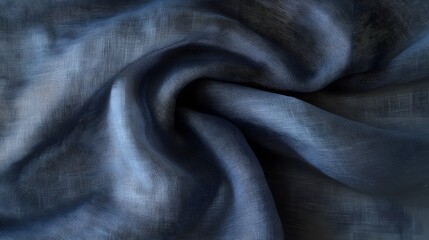 Fototapeta premium Elegant Dark Gray Fabric Texture Background Swirls Linen Cloth Drape