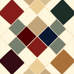 Seamless Geometric Diamond Pattern in Red, Blue, and Green