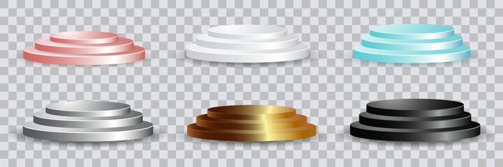 Podium with spotlights. Award ceremony platform. Vector illustration.