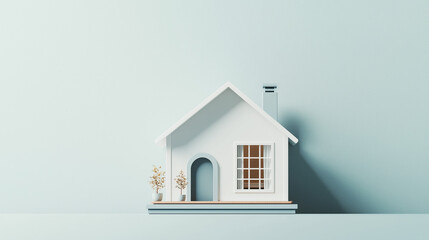 Minimalist house illustration on plain background with space for text