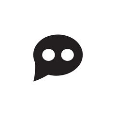  Minimalist Chat Bubble Icon with Two Circular Eyes in Black Silhouette, Concept Symbol for Messaging, Conversation, Communication, or Online Dialogue
