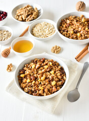 Granola in white bowl