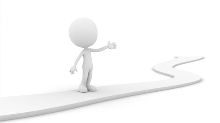 Cartoon 3D Leader Pointing Forward