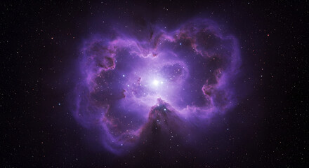 Purple Nebula Creates Cosmic Heart with Diamond Star Center, Space Exploration Concept, Scientific Skygazing, Abstract Universe Dream for Greeting Card