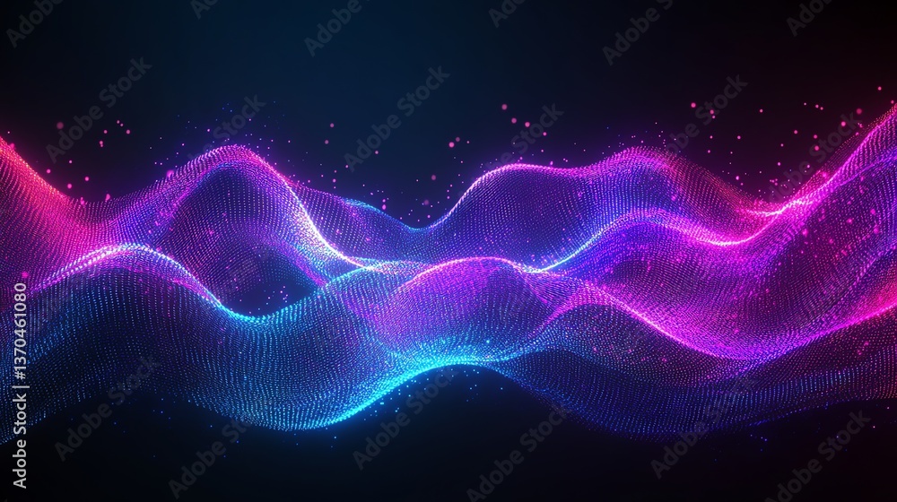 Aufkleber abstract wavy pattern of glowing particle waves in vibrant colors