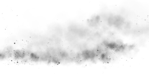 Black smog cloud effect, with small dust particles, isolated transparent special effect. Fog, vapour, magic haze. PNG.
