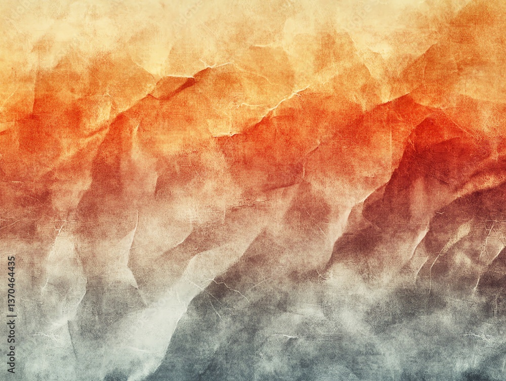 Poster abstract orange and grey textured background with crumpled paper effect