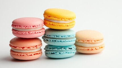 Fototapeta premium Stack of Colorful Macarons with Distinct Layers