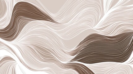Obraz premium Organic line art design with a white and taupe color scheme, perfect for a contemporary wallpaper texture