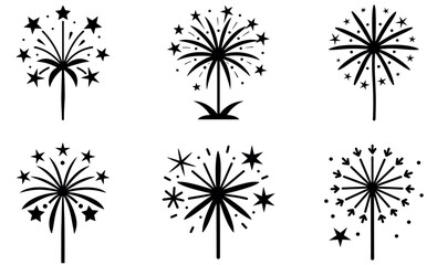 Obraz premium Simple Black and White Fireworks Icons