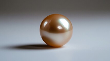 Lustrous Sphere: Macro Photograph of a Single Golden Pearl with Shimmering Surface