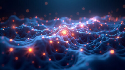 Background. Neural connections glowing on a dark background. Abstraction.