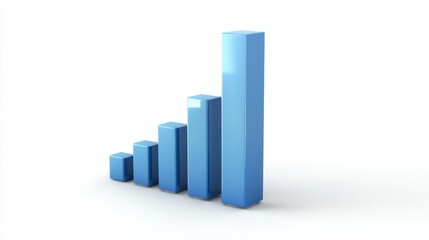 3D Blue Bar Chart with Exponential Growth