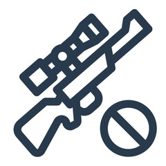 Anti-Poaching Icon with Sniper Rifle and Prohibition Symbol