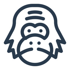 Orangutan Head with Distinctive Brow and Nose Crease