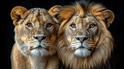 Fototapeta premium Majestic lion couple portrait