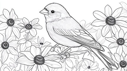 Fototapeta premium Bird perched on flower