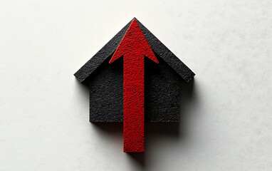 Minimalist Red Arrow and House Icon for Mortgage Downturn  
