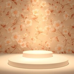Elegant Floral Minimalism: Luxe Podium in Golden Glow