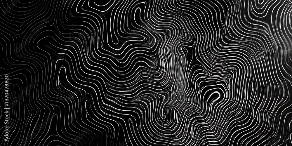 Aufkleber abstract topographic contour lines on black background creates dynamic pattern