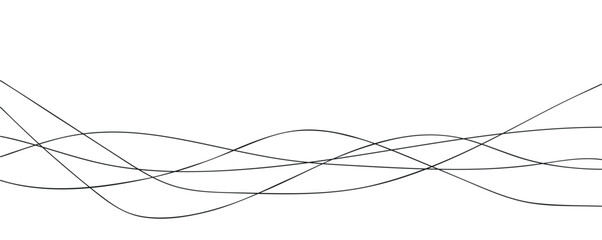 Thin line wavy abstract vector background. Curve wave seamless pattern. Line art  graphic template. Vector illustration.