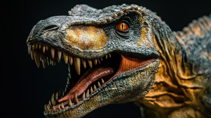A Realistic Dinosaur Head With Sharp Teeth And Open Mouth