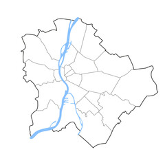 Obraz premium Budapest map with districts and waterways