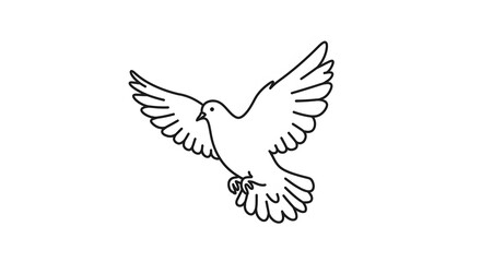 Fototapeta premium Minimalist black and white dove line drawing
