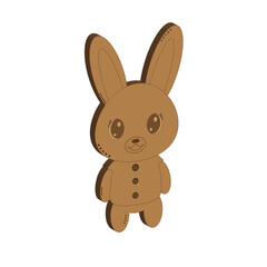 Chocolate bunny on a white background. Rabbit. Vector chocolate bunny.