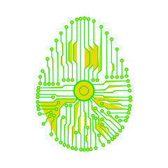 Abstract technology Easter egg. Happy Easter Egg. Abstract egg. Egg in an electronic circuit.