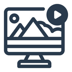Nature Documentary Icon on Monitor with Mountains