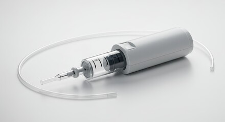 Automated infusion pump with tubing, a precise medical delivery system, minimalist concept