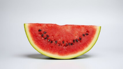 Fresh Watermelon Slice on White Background with Juicy Flesh and Black Seeds Perfect for Summer Refreshment and Healthy Eating Ideas