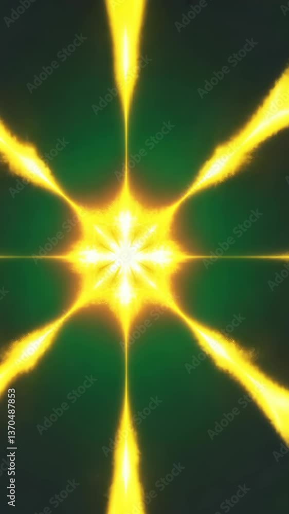 Poster bright starburst of golden rays against a dark background creates an ethereal visual effect with mes