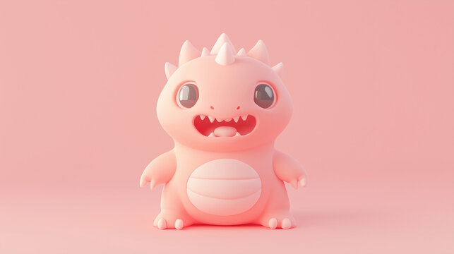 A cute stylized 3D monster with wide eyes, tiny claws, and a playful grin in a soft pastel setting. A whimsical character diorama evoking charm, mischief, and imaginative fantasy design.
