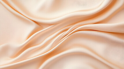 Obraz premium Soft peach-colored fabric with elegant, flowing drapes and subtle sheen