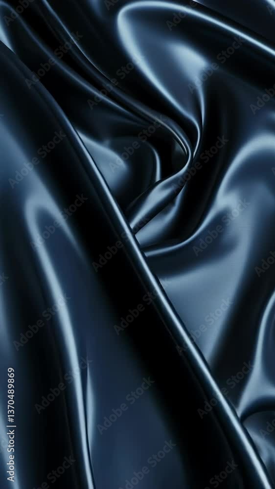 Poster smooth navy satin fabric draping elegantly with subtle sheen creating a luxurious texture
