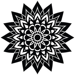 intricate mandala flowers silhouette vector